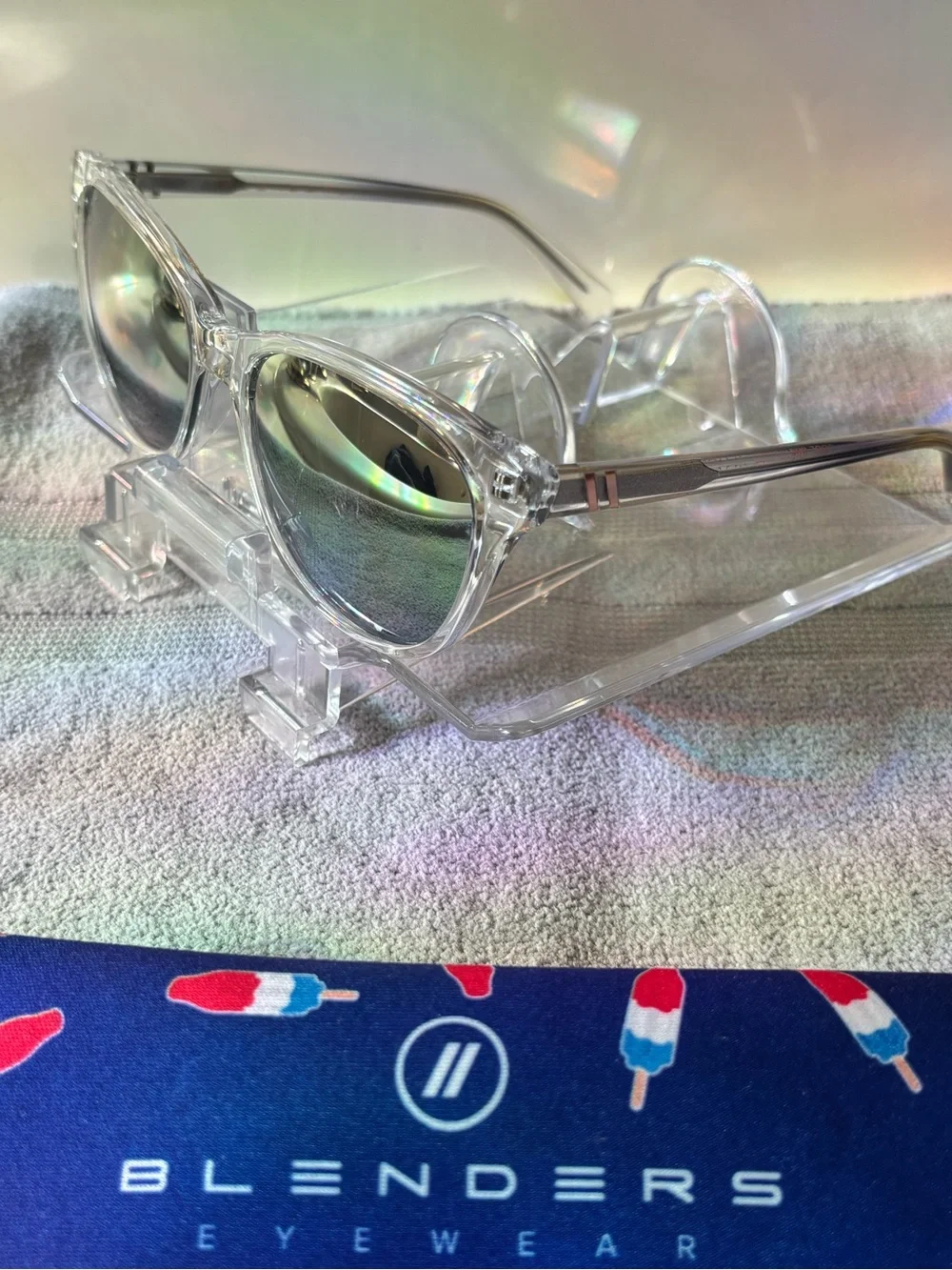 Blenders Cool Iris Polarized Square Sunglasses Clear Plastic Frame Gray Lenses